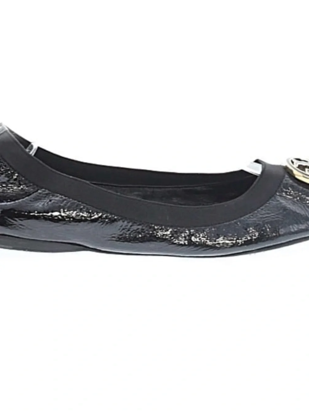 Tory Burch Black Patent Logo Round-Toe Ballet Flat